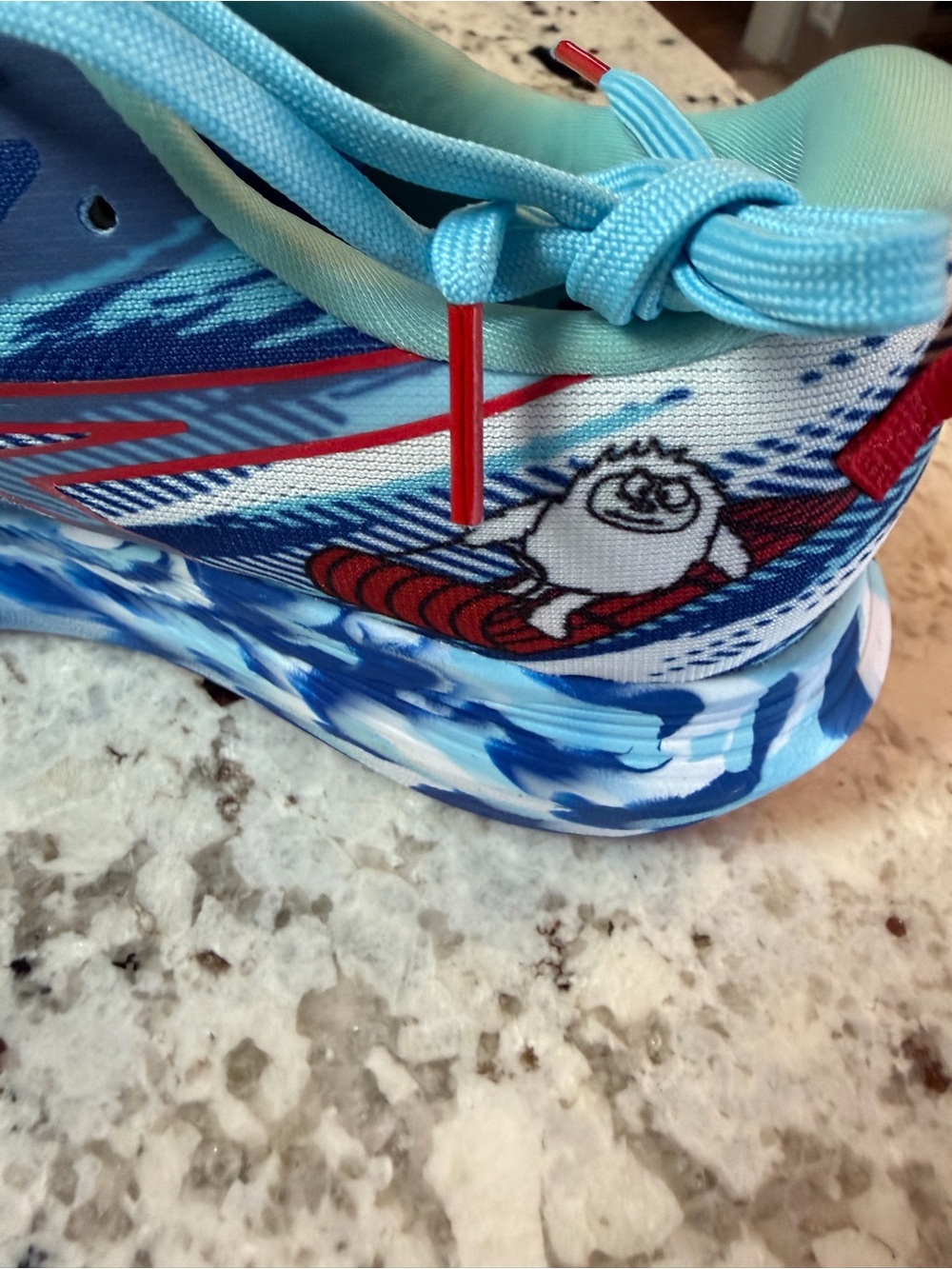 Asics Women's Blue Light Blue Red Athletic Running Shoes - Picture 3 of 8